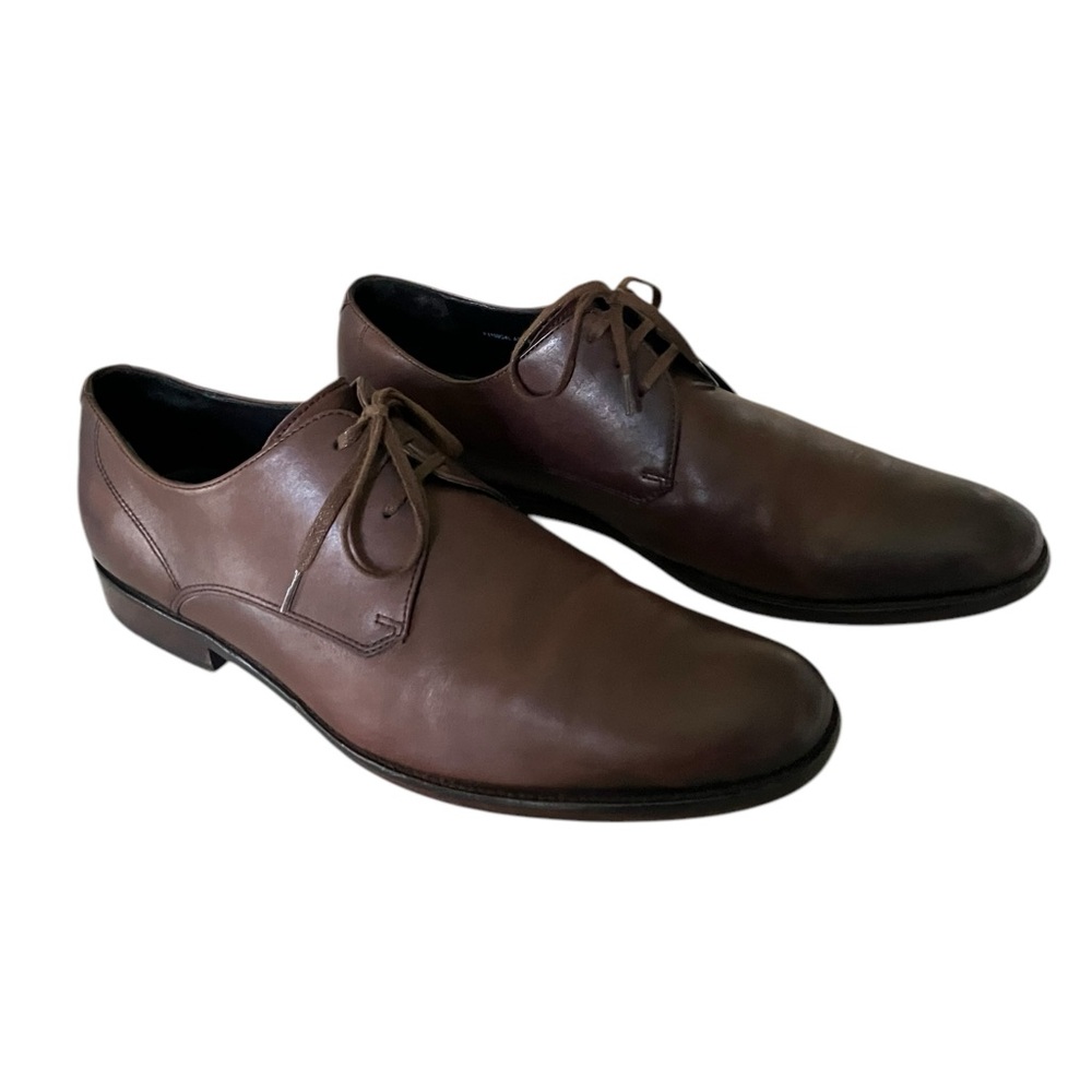 John Varvatos Luxe Oxford Brown Leather Plain Toe Dress Shoes Men’s Size 11 - Picture 6 of 16